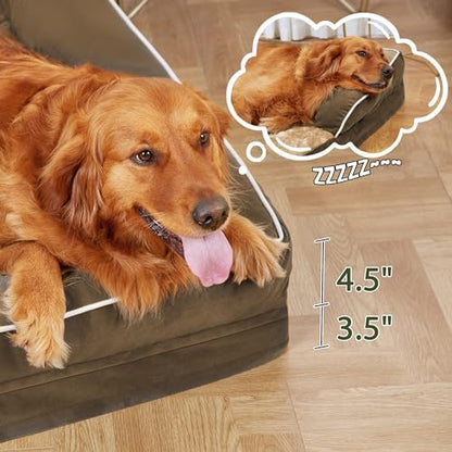 Orthopedic Washable Dog Bed for Extra Large Dogs, 48x30in, Brown
