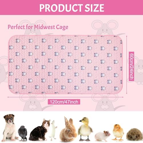 Huhumy 2 Pcs 47 x 24 Inch Guinea Pig Washable Cage Liners Reusable Mat Non Slip Absorbent Guinea Pig Pads for Small Animals Bedding Hamster Rabbit Rat(Vivid Style)