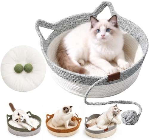 Instinct Basket for Cats, Stimulic Handwoven Cat Basket(Grey,Medium)