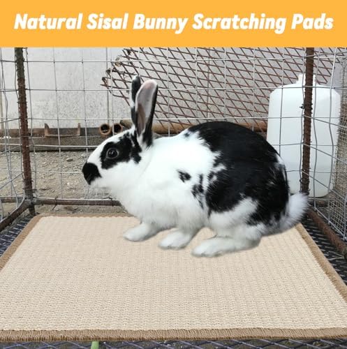 Large Rabbit Scratching Pad,23.6 x15.7 Inch Natural Sisal Scratch Mat for Bunny Biting Sleeping Nesting Pad Indoor Small Animal Claws and Teeth Care Bedding Accessories