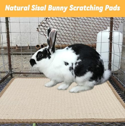 Large Rabbit Scratching Pad,23.6 x15.7 Inch Natural Sisal Scratch Mat for Bunny Biting Sleeping Nesting Pad Indoor Small Animal Claws and Teeth Care Bedding Accessories