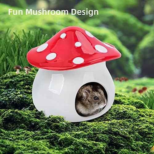 Niteangel Ceramic Hamster Habitat Hideout: Mushroom-Shaped & Non-Chewable