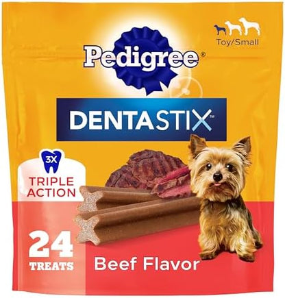 Pedigree Dentastix Small & Toy Breed Dental Dog Treats, Beef, 168 Count