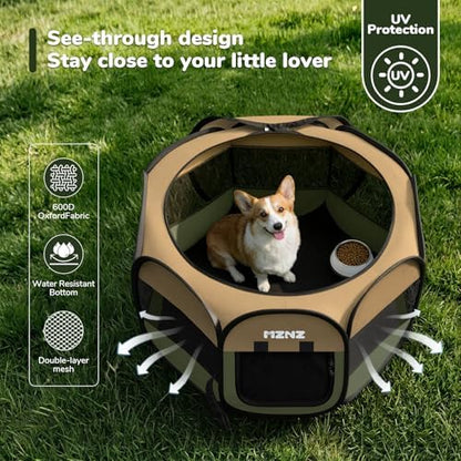 Dog Cat Small Animal Puppy Playpen Crate, Medium, Olive Green