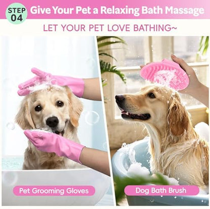 Bath Grooming Kit for Pets, 10pcs Dog Brush for Shedding with Dog Nail Clipper and Trimmer, Dog and Cat Grooming Supplies, Dematting Comb for Dogs, Pet Bath Supplies