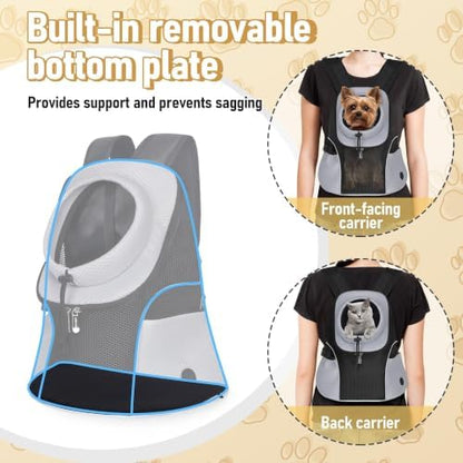 WOYYHO Pet Dog Carrier Backpack, Ventilated Mesh Small Dog Front Backpack