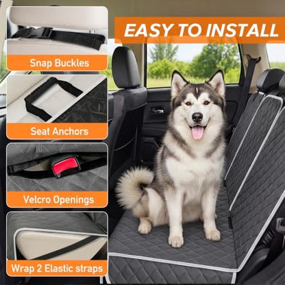 Dog Car Seat Cover for Back Seat, Fits Cars/SUVs/Trucks, M-Charcoal Grey
