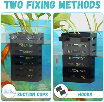 2 Pcs Aquarium Plant Holder, Fish Tank Plant Holder with Hooks and Suction Cups, Aquarium Planter Cups for Emersed Plants, Suitable for Aquatic Plant Cultivation and Water Feature Decoration.