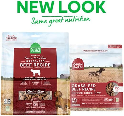 Open Farm Freeze Dried Raw Dog Food, Beef Bite-Sized Morsels, 13.5oz Bag