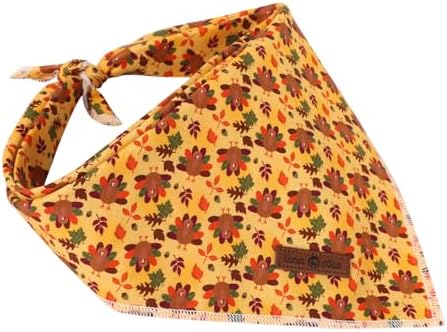 Lionet Paws Thanksgiving Dog Bandana Washable Cotton Handkerchief Scarf Triangle Turkey Bandana for Small Medium Large Dogs Girl Boy Gift