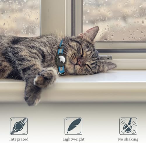 Reflective AirTag Cat Collar, Integrated Cat Collar with Air Tag Holder