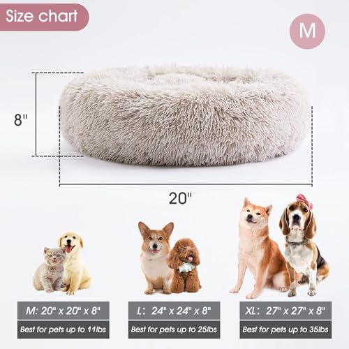 Western Home Calming Donut Cat Bed Small Dog Bed Washable,20" White Khaki