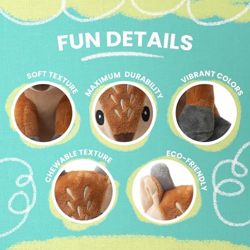 SNUG AROOZ Dixie The Deer Dog Toy with Repair Patch – Soft & Squeaky – Made from Recycled Materials – Fall-Themed Fun with Crinkle Sounds for Dogs