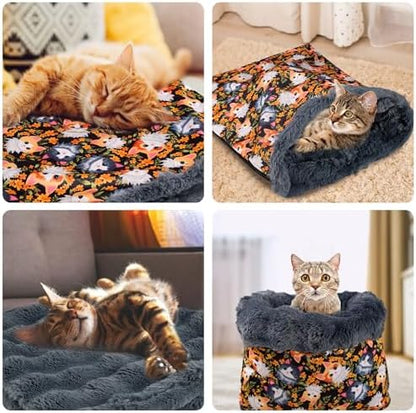 Cat Bed Cave Sleeping Bag, Cozy Soft Cat Bed, Pet Mat Self Warming Pad Sack for Cats