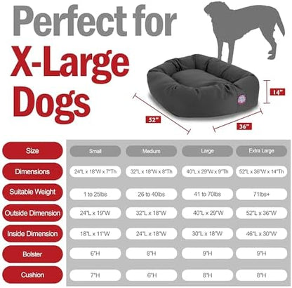 Majestic Pet Bagel Calming Dog Bed, 52 Inch X-Large, Round, Washable, Gray