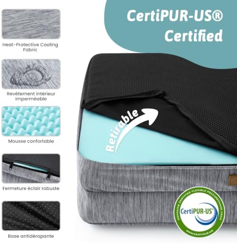 COZY KISS Orthopedic Dog Cooling Bed Washable for Extra Large Dogs, XXL