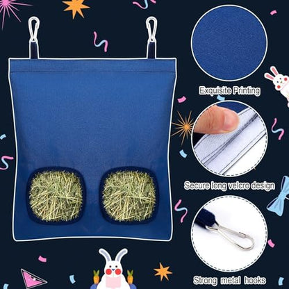 UPINS 2 Pack Guinea Pig Hay Feeder Bag,Bunny Rabbit Cage Bag Hanging Holder