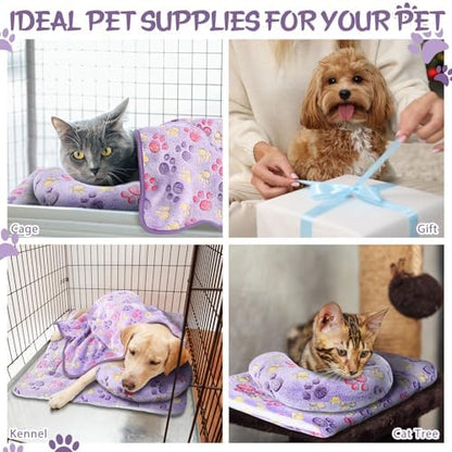 Namalu Cat Bed Mat with Soft Blanket and Pillow for Indoor Cats Cute Print Washable Crate Mat Fleece Warm Blanket Fluffy Pet Calming Half Donut U Shaped Neck Pillow for Small Dogs and Cats