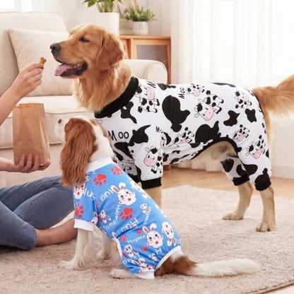 XPUDAC 4 Pieces Dog Pajamas for Large Dogs Pjs Clothes Puppy Onesies for Doggie Duck Shirts Sleeper for Pet Cats Jammies-3XL