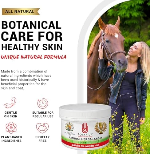 Botanica Herbal Cream | Horse Skin & Coat Cream | Equine Moisturizing Grooming Formula for Dry-Looking, Rough-Looking Areas | Aloe Vera, Tea Tree, Lavender & Comfrey | 300 ml