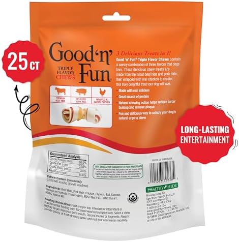 Good 'n' Fun Mini Bones Long-Lasting Dog Treat for Small Dogs, 25 Count