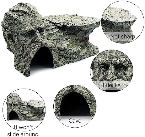 Reptile Rock Basking Platform, Gecko Hide Cave Hiding Place, Snake Cave and Hides for Reptiles, Amphibians, and Small Animals, Lizards