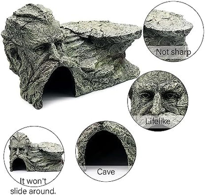 Reptile Rock Basking Platform, Gecko Hide Cave Hiding Place, Snake Cave and Hides for Reptiles, Amphibians, and Small Animals, Lizards