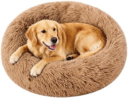 Large Dog Bed, Washable Plush Donut Dog Bed, 36 Inch