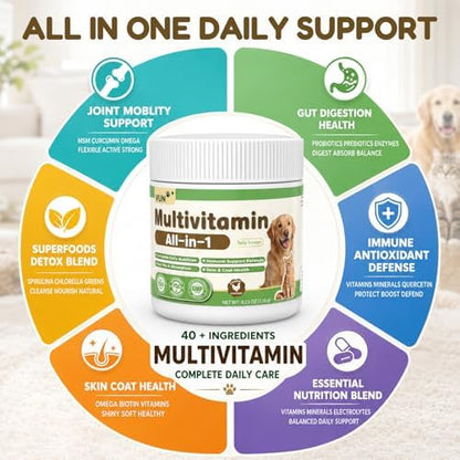 VUN Pet The Daily Dog Vitamins Supplements Multivitamin Powder for Dogs - Supports Whole Body Health, Digestion, Mobility & Immunity with Collagen, Glucosamine & Probiotics