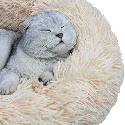 Dog Bed for Small Dogs & Cats, 24 Inch Medium Fluffy Washable Donut Bed