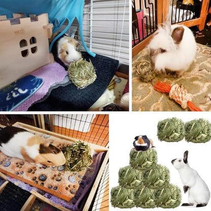 kathson Natural Rabbit Grass Ball,Timothy Grasses Chew Toys,Natural Weaving Molar Tooth Toy,Bunny Activity Play Balls for Chinchillas Hamster Guinea Pig and Small Animal (6 PCS)