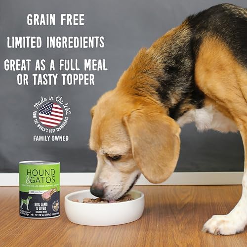 Hound & Gatos Lamb Wet Dog Food, Single Protein, 98% Real Meat Formula, Supports Digestive Health, Grain Free Limited Ingredients, 13 oz. Cans (Pack of 12)