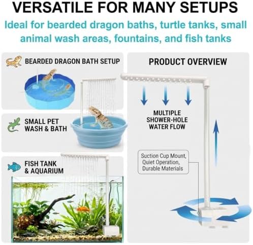 Bearded Dragon Bath Fountain, Reptile Water Fountain with USB Pump