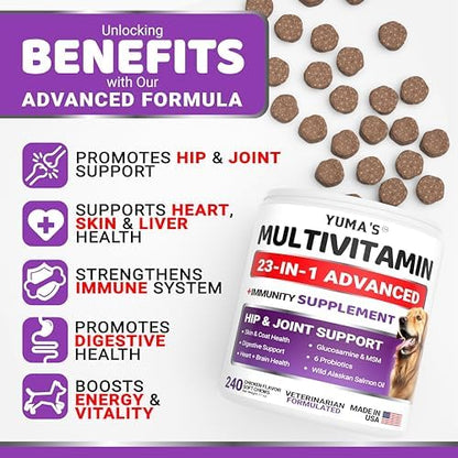 Dog Vitamins and Supplements, 240 Treats, Dog Multivitamin with Glucosamine