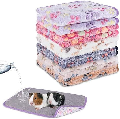 YUEPET 6 Pack Waterproof Guinea Pig Blankets, Fleece Cage Liners, SM