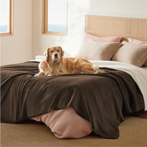 Bedsure Waterproof Blanket for Bed Soft Sherpa Fleece Throw,Queen 90x86