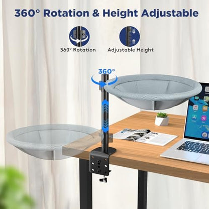 AIPERRO Cat Desk Bed - 360° Rotating & Height Adjustable Cat Hammock Perch, Sturdy Cats Bed for Desk with Removable Washable Cover, Supports Up to 60lbs, Perfect for Indoor Cats