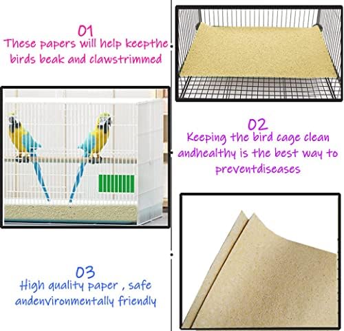 40PCS Gravel Liner Paper for Bird Cage,11x17 In Bird cage Liner Paper-Gravel Paper Special for Bird Cage in Sea Sand,Parrot Cage Sandpapers Cushion Pad Pet Bedding Accessories (40PCS 11 x 17 Inch)