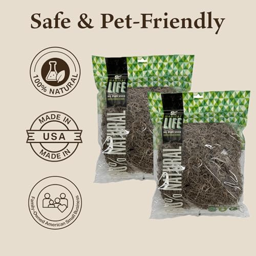 Spanish Moss for Terrarium Habitats, Medium 2-Pack