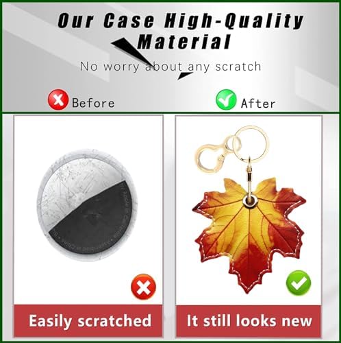 BORKUANA PU Leather Keychain Holder Protective Case Compatible with AirTag