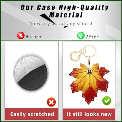 BORKUANA PU Leather Keychain Holder Protective Case Compatible with AirTag