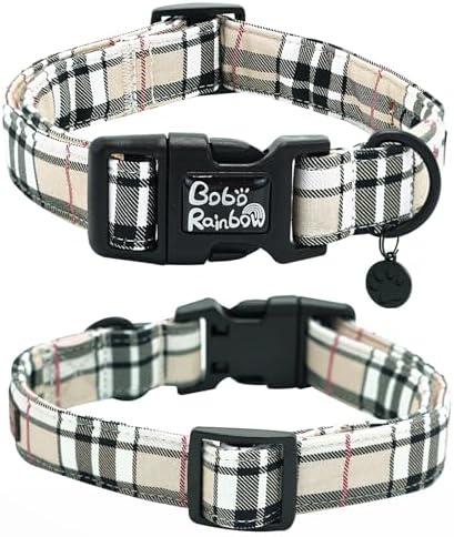 Dog Collar-Plaid Print Adjustable Pet Collar Comfortable Cute Puppy Collars Lightweight Quick-Release Buckle Collars Boy&Girl for X-Small Dogs
