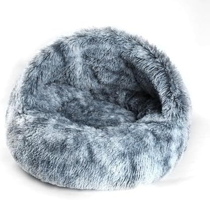 Large Cat Cave Bed for Indoor Cats & Small Dogs, Covered Pet Bed House, Semi-Enclosed Cat Bed with Non-Slip Bottom, Cozy Calming Pet Cave, Machine Washable Dog and Cat Bed, 25.5 Inch (25.5")