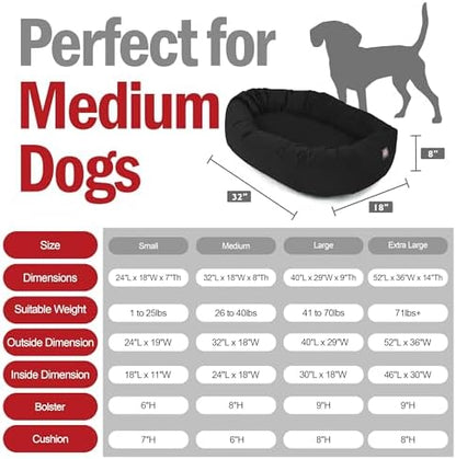 Majestic Pet 32 Inch Suede Calming Dog Bed Washable – Cozy Soft Round Dog Bed with Spine Support for Dogs to Rest their Head - Fluffy Donut Dog Bed 32x23x7 (Inch) - Round Pet Bed Medium – Black (2025)