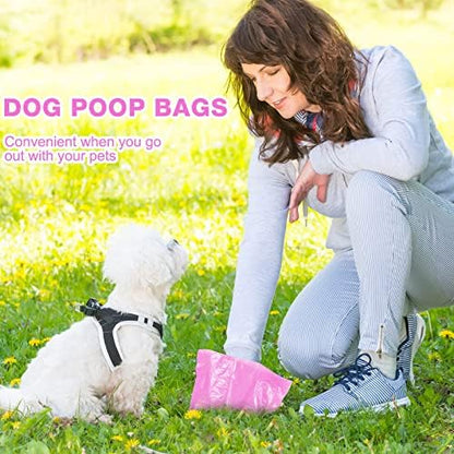 Teling 3000 Count Dog Poop Bags with 3 Dispensers, Hot Pink