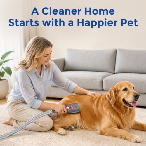 Dog Hair Grooming Brush Vacuum Attachment for 1" to 1-3/4" Various Size Vacuum Cleaners, Pet Shedding Tool with Extension Hose, Adapter and Storage Bag