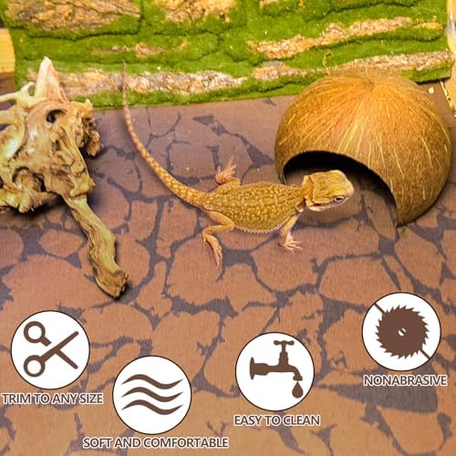 BNOSDM 2 PCS Reptile Carpet Mat Terrarium Liner Bedding Reptile Cage Mat Supplies for Tortoise Lizard Leopard Gecko Snake Chameleon 23.6’’ x 15.7’’
