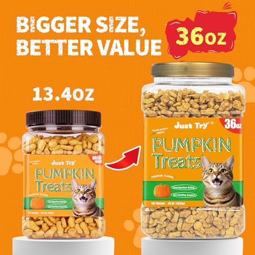 Just Try 36 OZ Pumpkin Cat Treats Salmon for Digestive Health