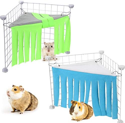 Shappy 2 Pcs Guinea Pig Hideout Hideaway Cage Hammock, Blue Green