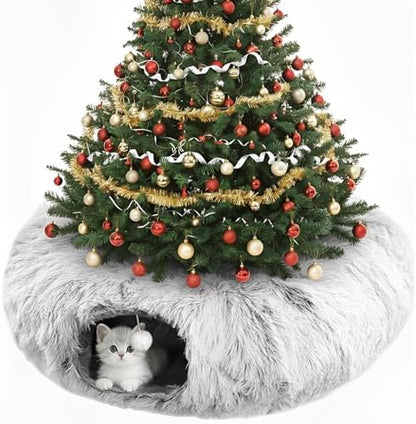 Cat Tunnel Bed for Indoor Cats with Hanging Ball